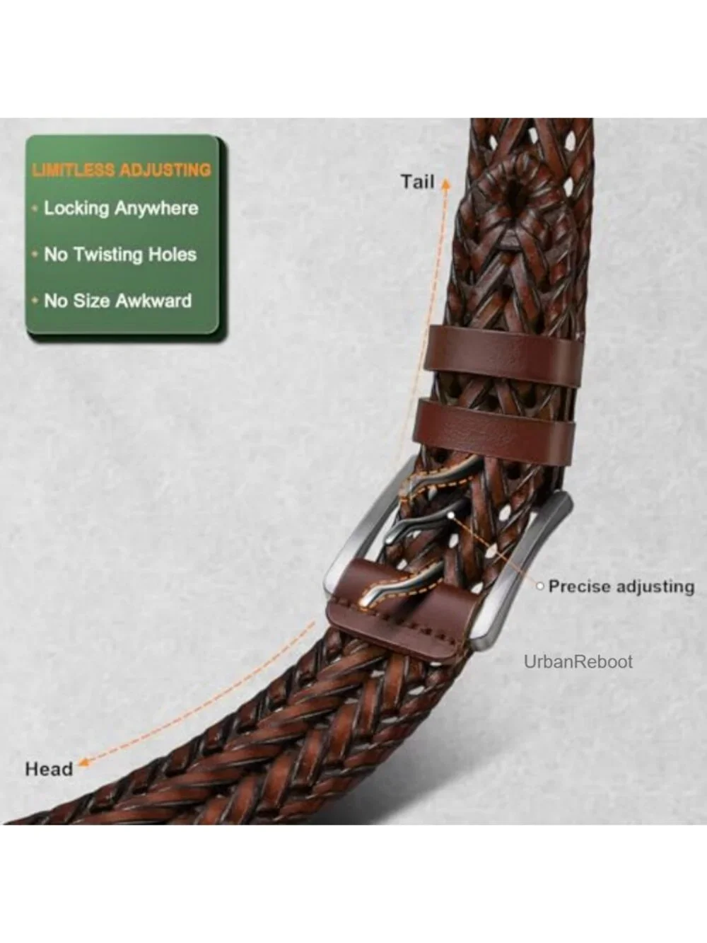 2-Pack Braided Woven Leather Belts for Men Adjustable Gift Boxed